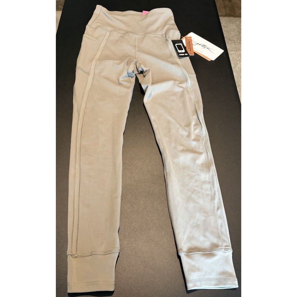 Gottex Womens Leggings Stone Gray XS High Rise Yoga Workout Pants NWT $79